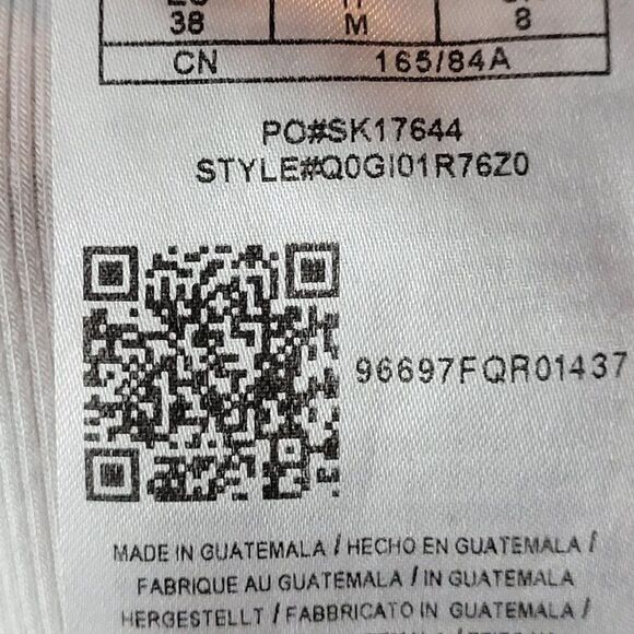 Y2K Guess White Ribbed Womens Short Sleeve V-neck Top Sz M Black Logo Stretch - Picture 9 of 14